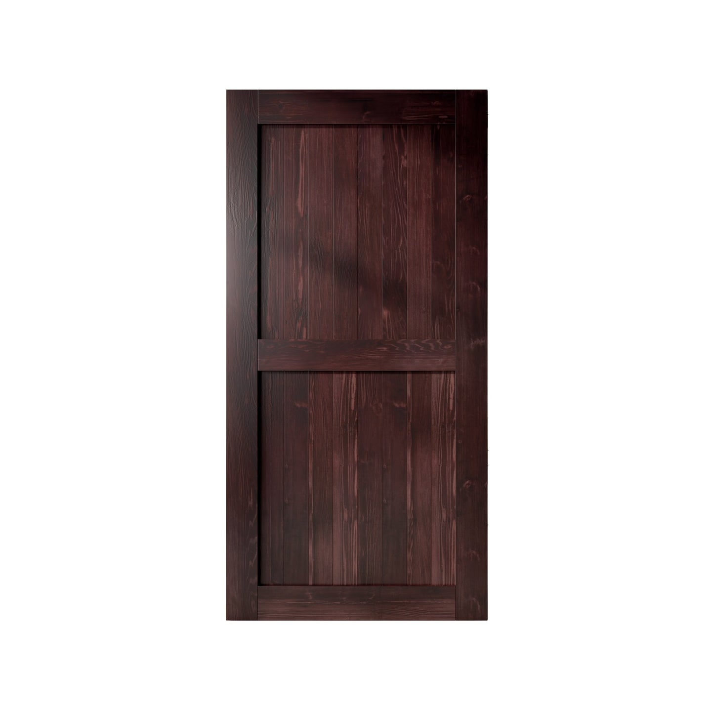 HOMACER 44-in x 84-in Red Mahogany Prefinished Mid-Bar Pine Wood Solid core Single Barn Door (Hardware Not Included)