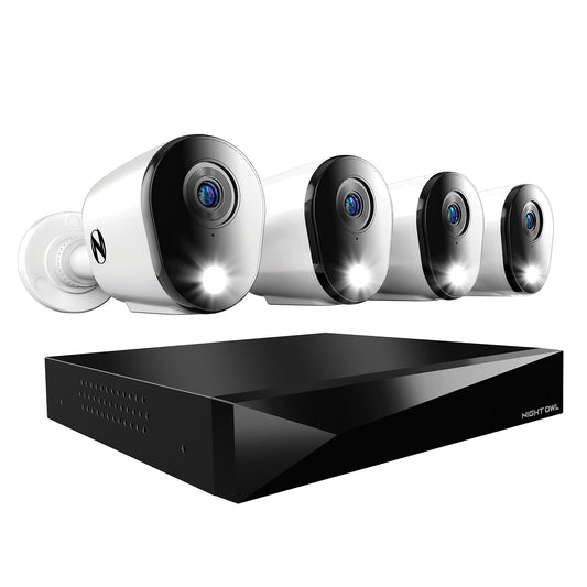 Night Owl FTD4 Indoor/Outdoor 12-Channel 4-Camera 2K Hardwired Mounted 2Tb Hard Drive Security Camera System