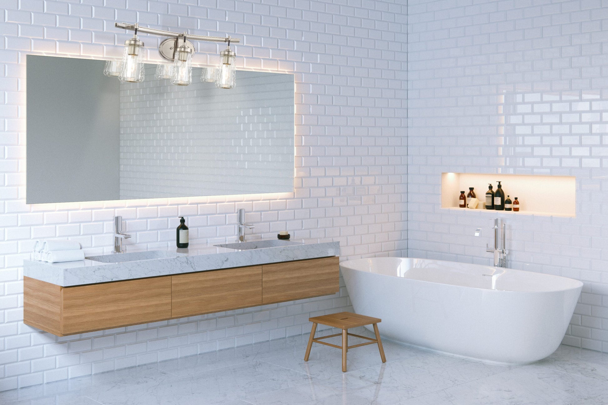 Minka Lavery Poleis 23.875-in 3 -Light Brushed Nickel Modern/contemporary Vanity light 1640760