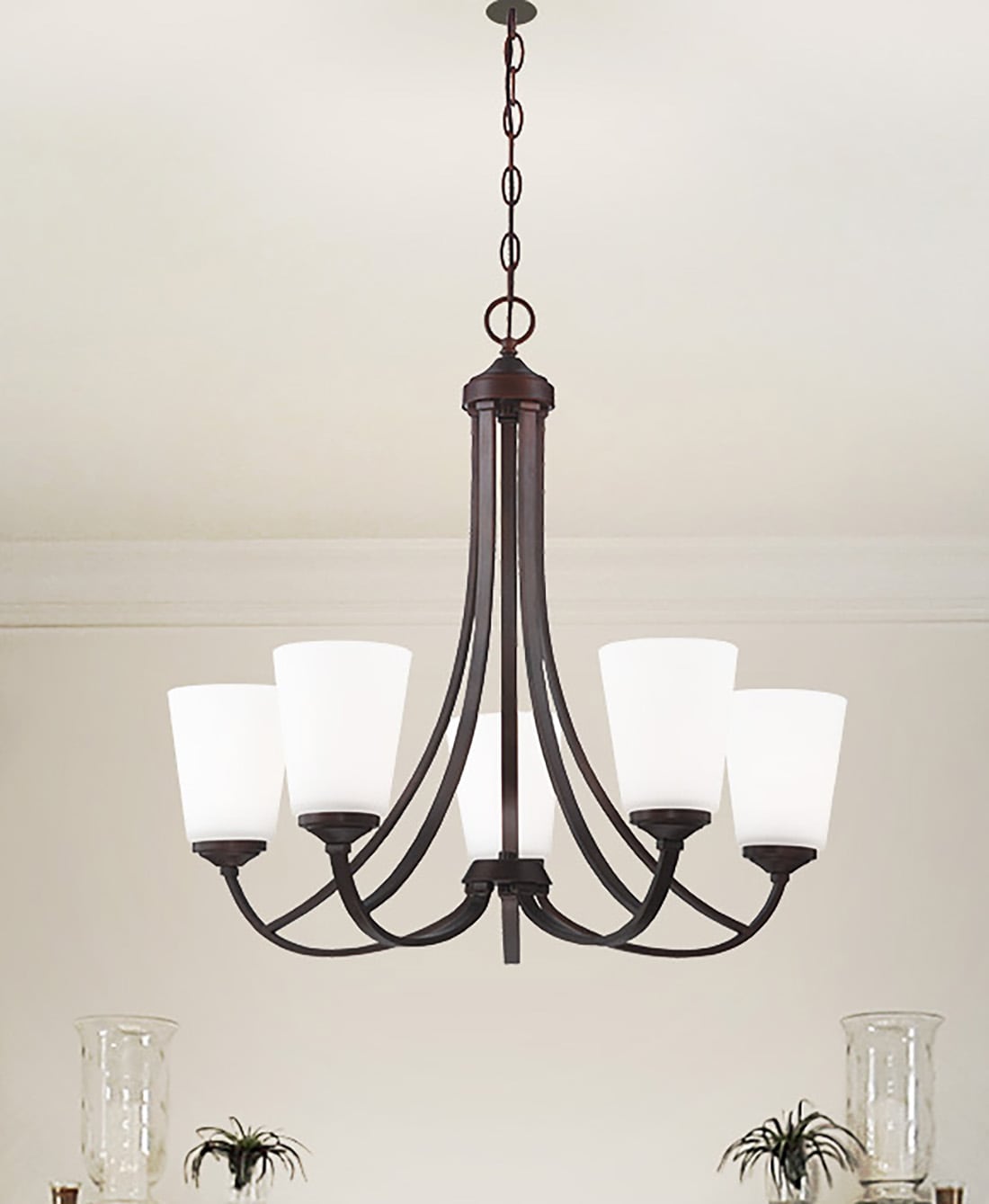 Minka Lavery Overland Park 5 -Light Matte Bronze Transitional For Use in Bedrooms, Dining Rooms, Foyers, Kitchens, Living Rooms Chandelier 1664530