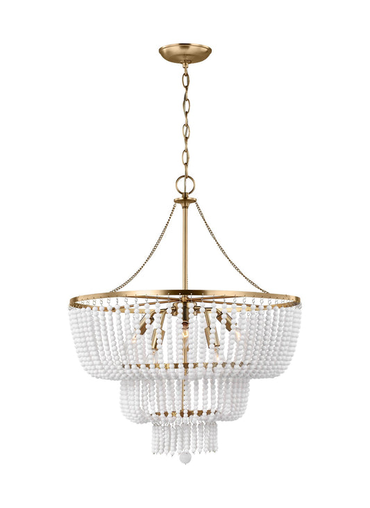 Generation Lighting Jackie 6 -Light Satin Brass Transitional For Use in Bedrooms, Dining Rooms, Foyers, Kitchens, Living Rooms Chandelier