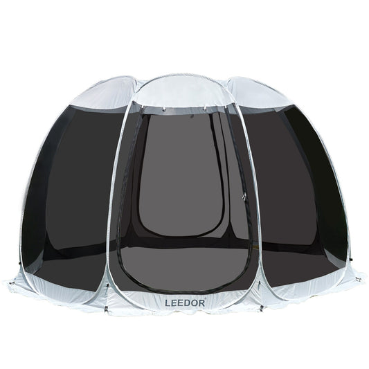 Alvantor 12-ft x 12-ft 8-10 Person Pop Up Screened Gazebo Screen House Beige with Soft Top Roof