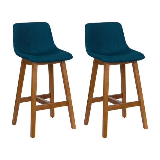 CorLiving Nora Blue 28.25-Inches H Bar height Bucket seat Upholstered Wood Bar Stool and Back