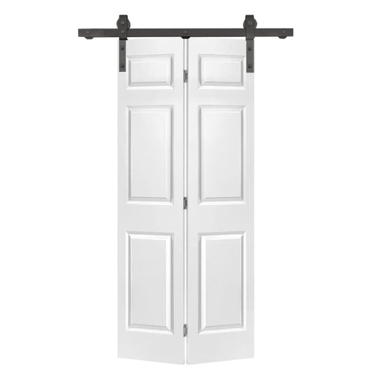 CALHOME 36-in x 80-in White Primed MDF Hollow core Single bifold Barn Door (Hardware Included)