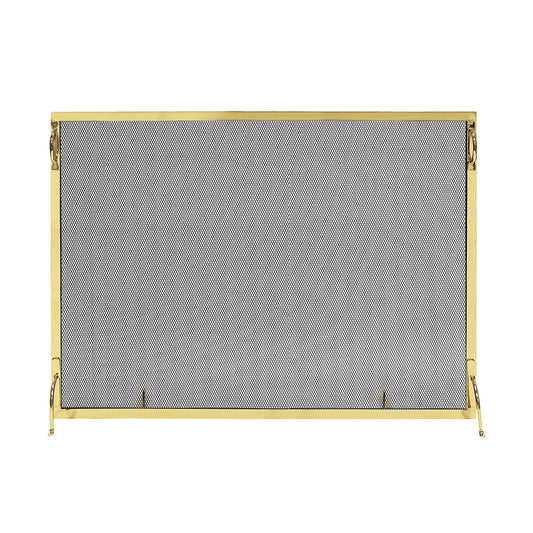 Minuteman International 8-in Polished Brass Iron 1 -Panel Flat Fireplace Screen