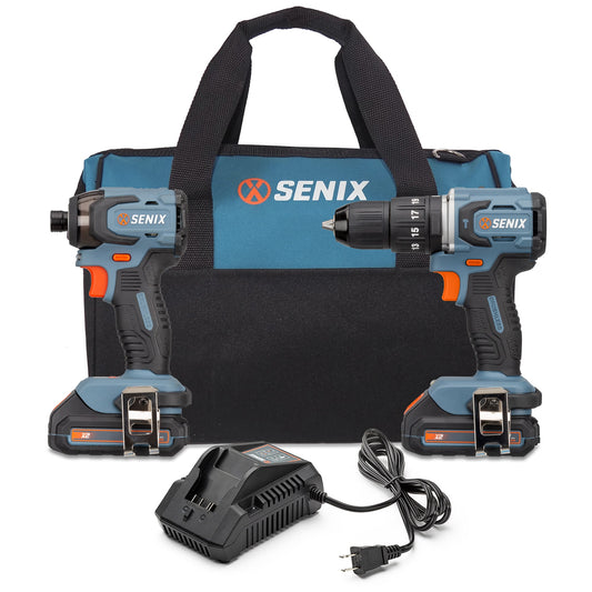 SENIX X2 20-volt 2-Tool Brushless Power Tool Combo Kit with Soft Case (2-Batteries Included and Charger Included) S2K2B2-02