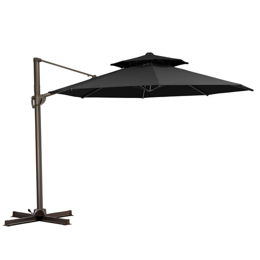 Pellebant 11.5-ft Steel Black Cantilever Patio Umbrella