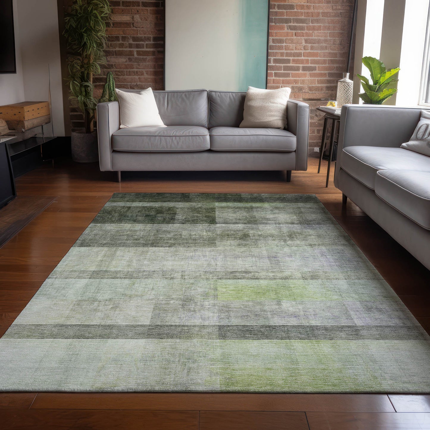 Addison Rugs Chantille ACN568OL 9 x 12 (ft) Olive Rectangular Indoor/Outdoor Geometric Machine washable Area rug