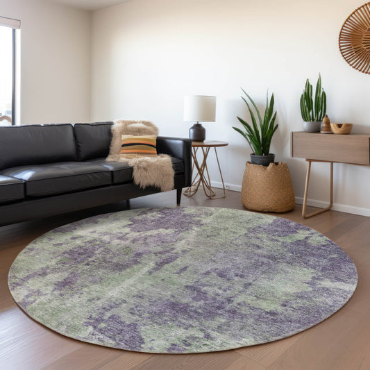 Addison Rugs Chantille ACN573PP 8 x 8 (ft) Purple Round Indoor/Outdoor Mid-Century Modern Machine washable Area rug