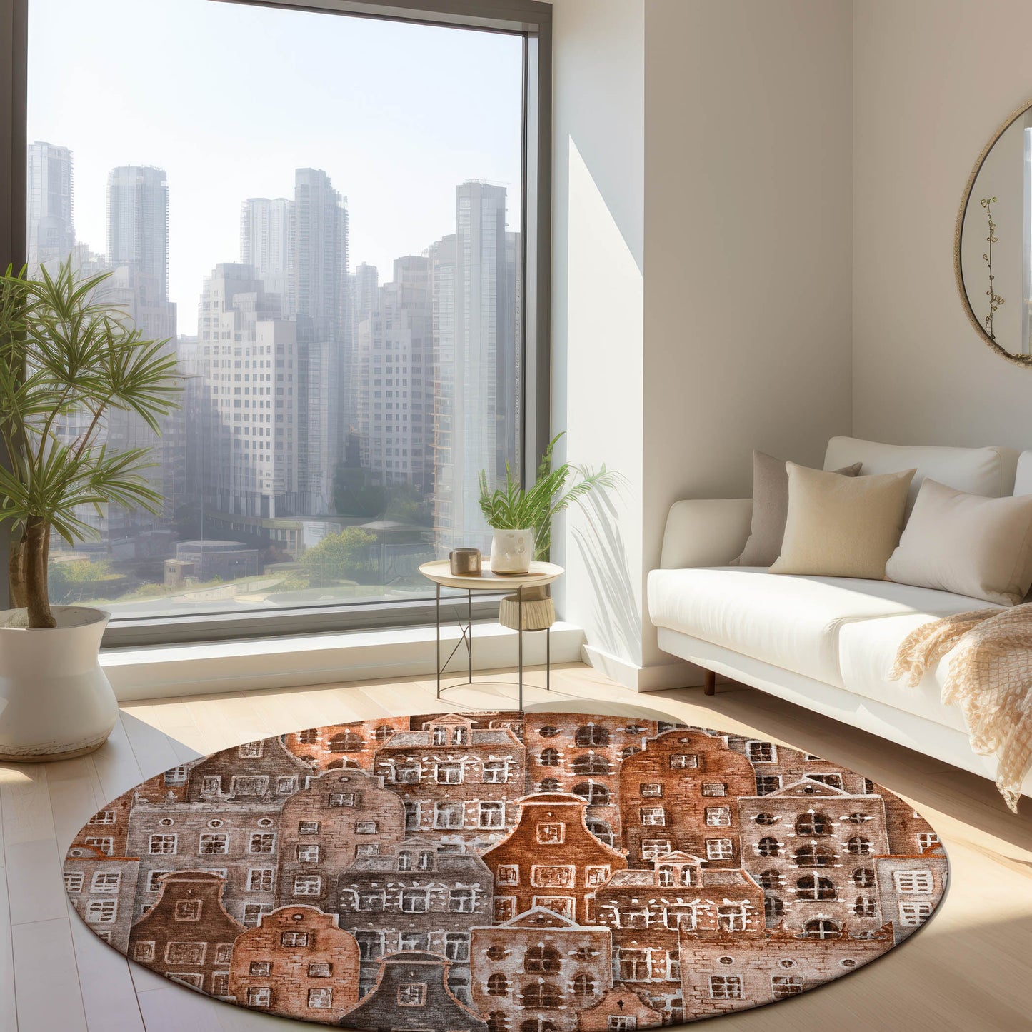 Addison Rugs Chantille ACN600PK 8 x 8 (ft) Paprika Round Indoor/Outdoor Abstract Machine washable Area rug