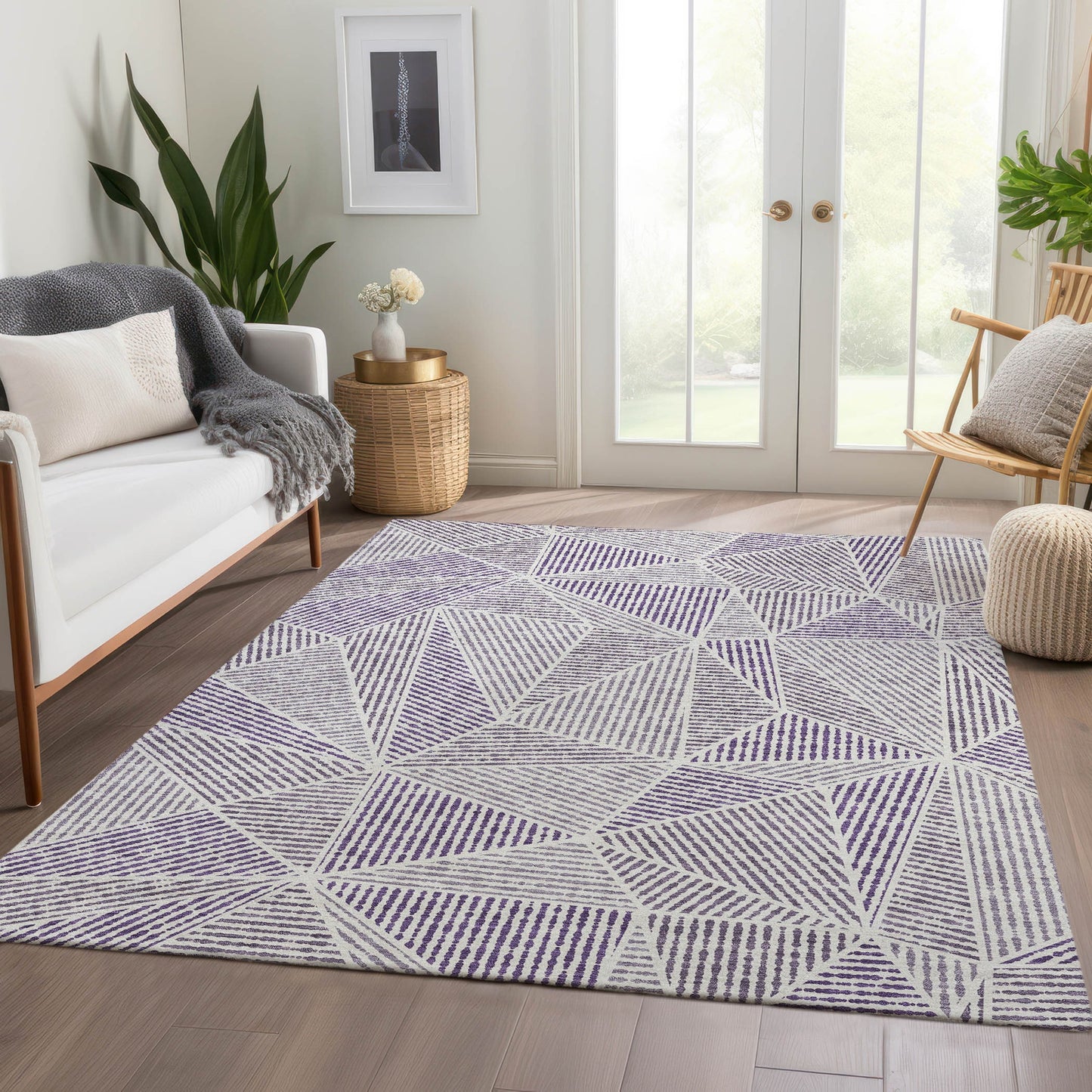 Addison Rugs Chantille ACN618PP 8 x 10 (ft) Purple Rectangular Indoor/Outdoor Abstract Machine washable Area rug
