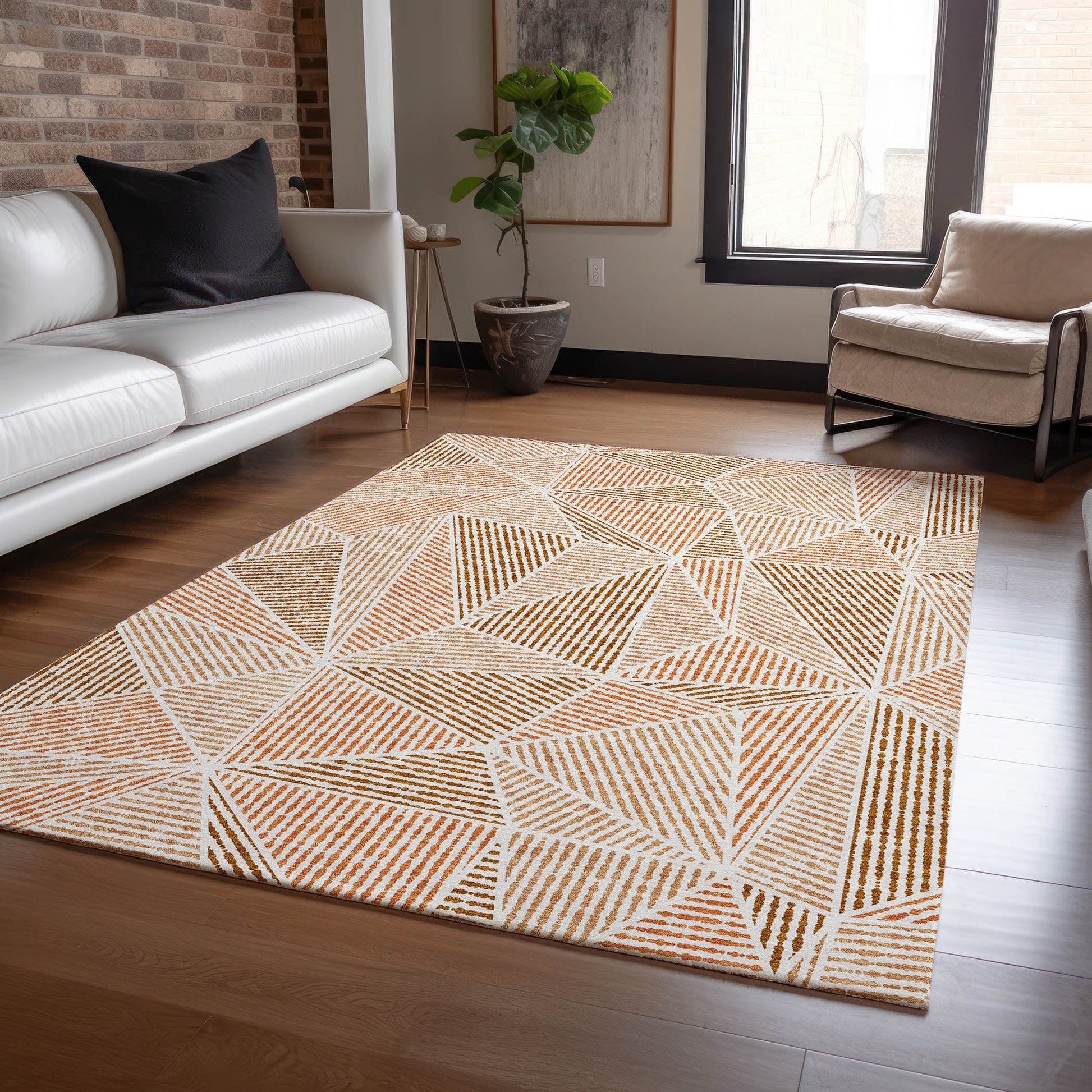 Addison Rugs Chantille ACN618TR 9 x 12 (ft) Terracotta Rectangular Indoor/Outdoor Geometric Machine washable Area rug