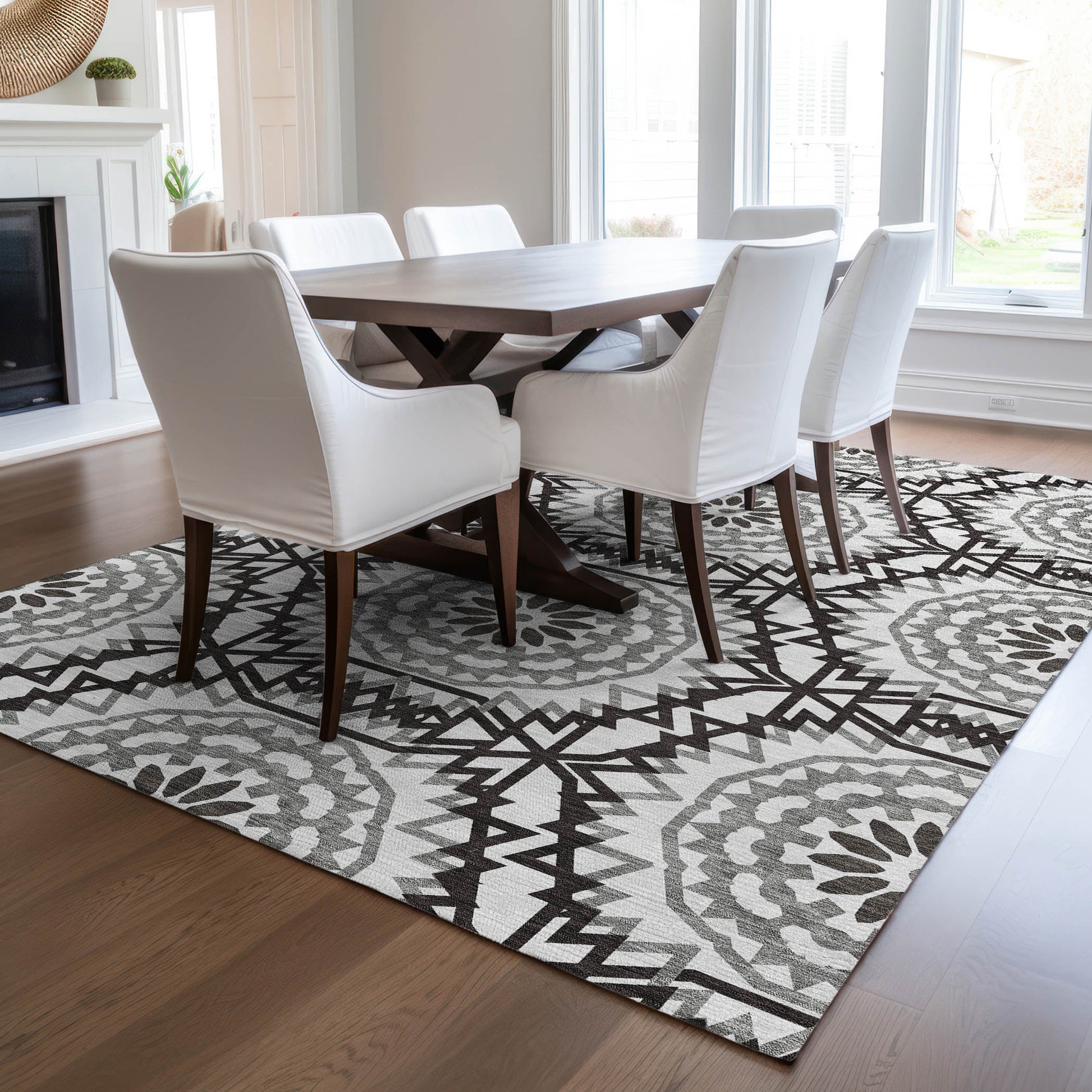 Addison Rugs Chantille ACN619WI 8 x 10 (ft) White Rectangular Indoor/Outdoor Geometric Machine washable Area rug