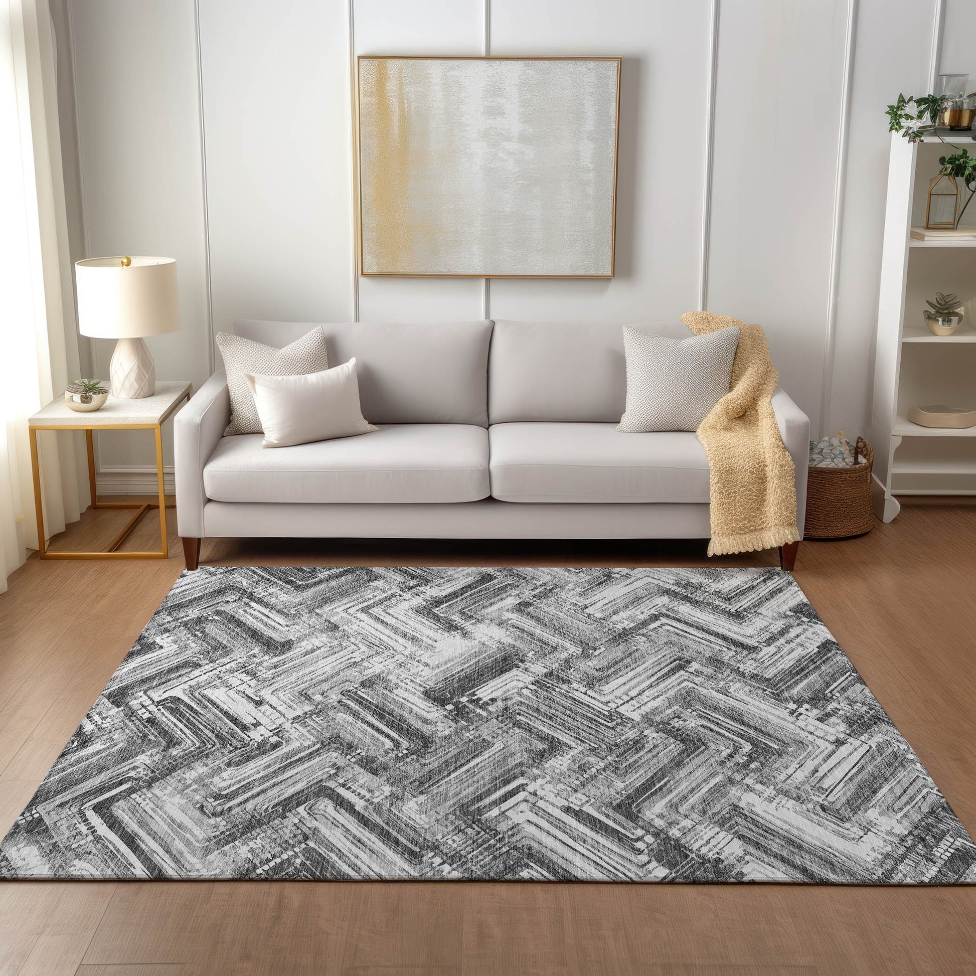 Addison Rugs Chantille ACN630GY 8 x 10 (ft) Gray Rectangular Indoor/Outdoor Geometric Machine washable Area rug