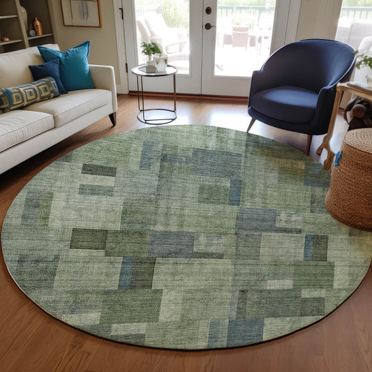 Addison Rugs Chantille ACN639GE 8 x 8 (ft) Green Round Indoor/Outdoor Geometric Machine washable Area rug