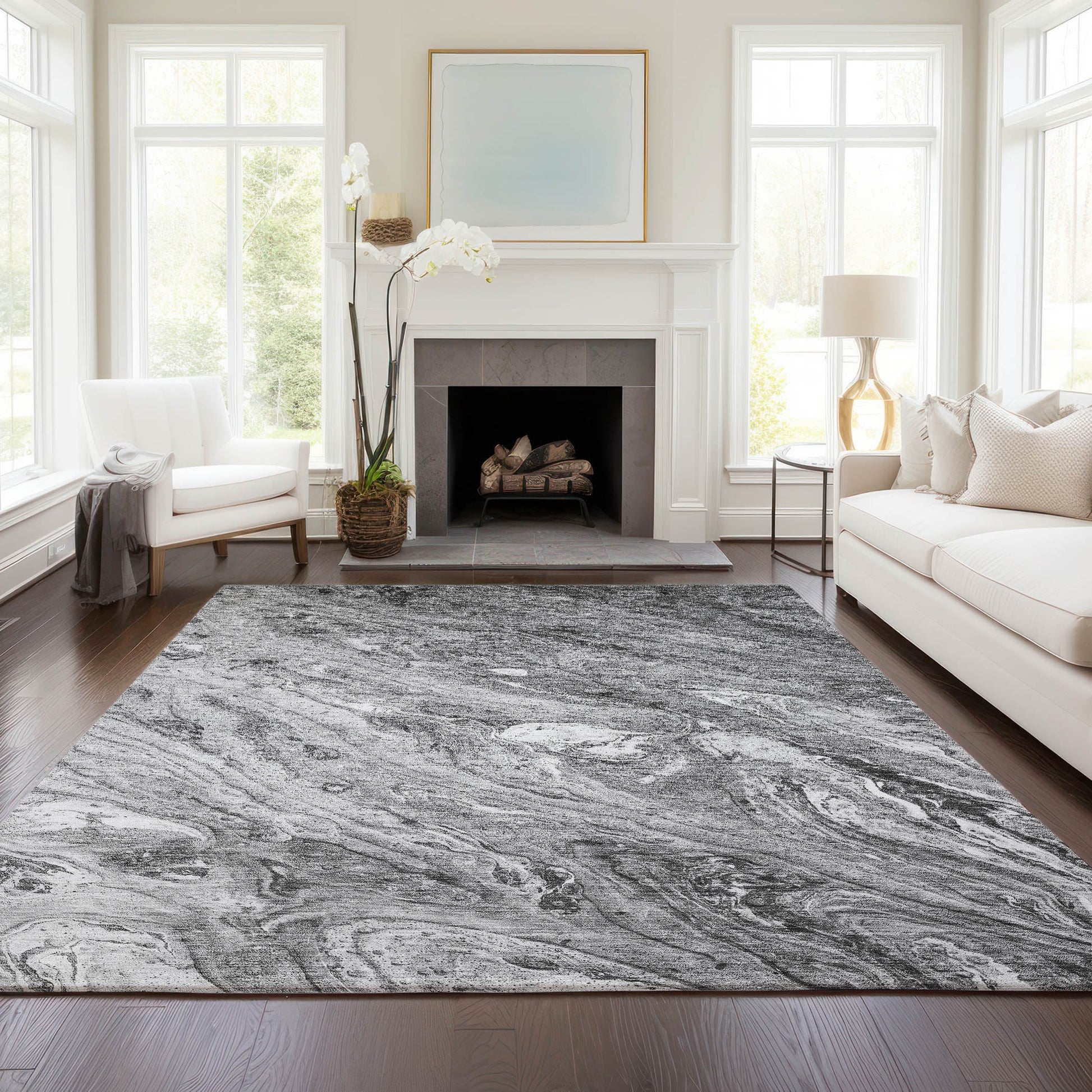 Addison Rugs Chantille ACN640GY 8 x 10 (ft) Gray Rectangular Indoor/Outdoor Geometric Machine washable Area rug