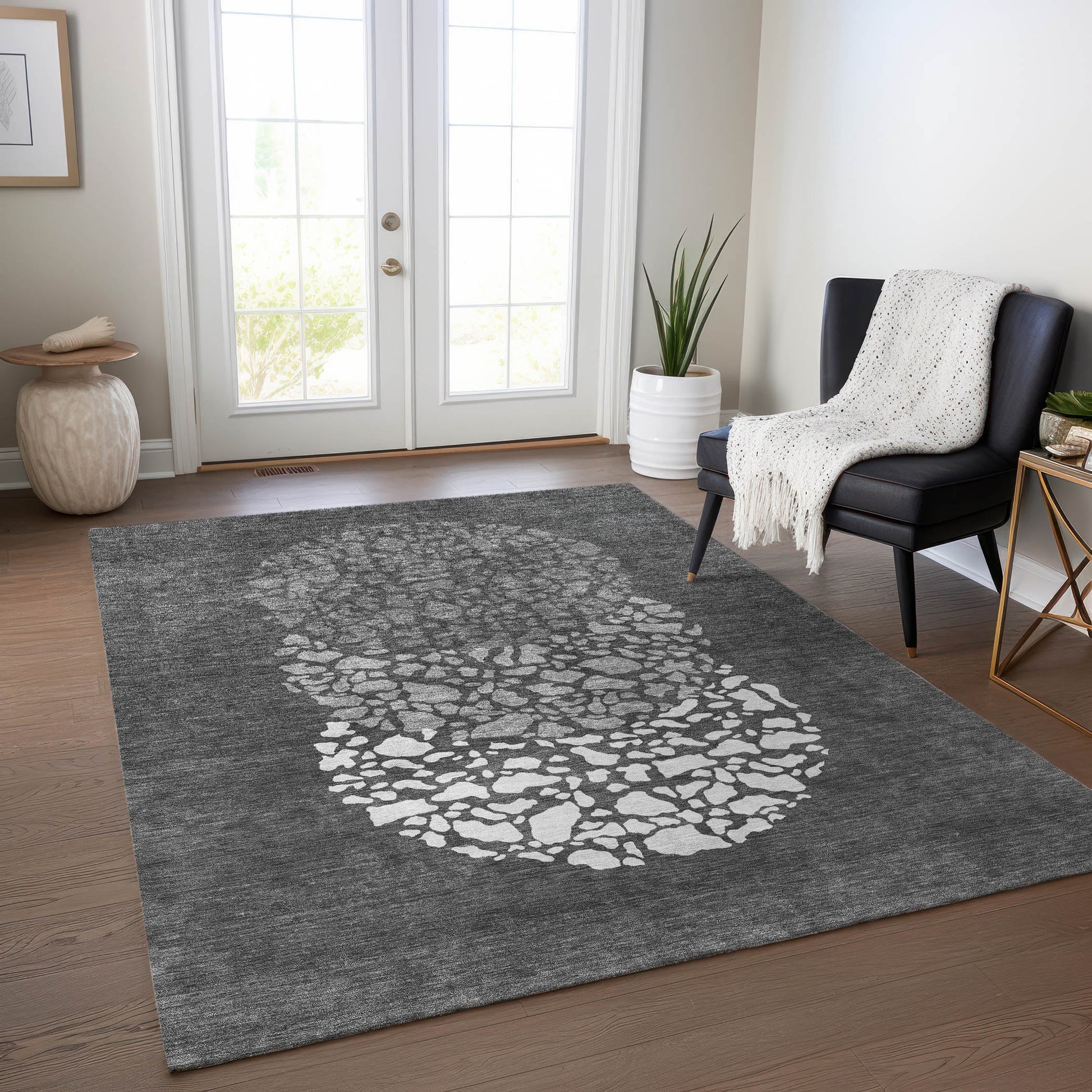 Addison Rugs Chantille ACN643CC 9 x 12 (ft) Charcoal Rectangular Indoor/Outdoor Geometric Machine washable Area rug