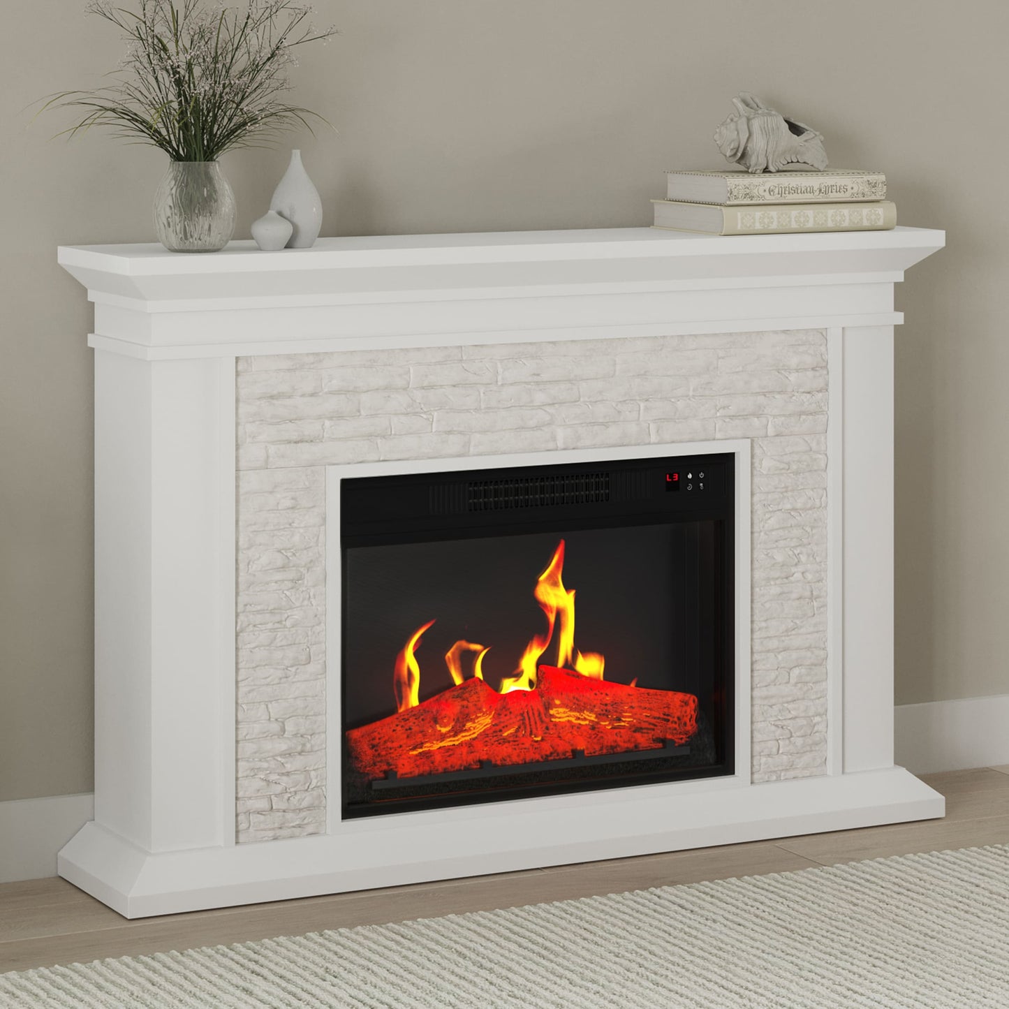 Northwest 47.25-in W White LED Electric Fireplace 80-FPWF-M1