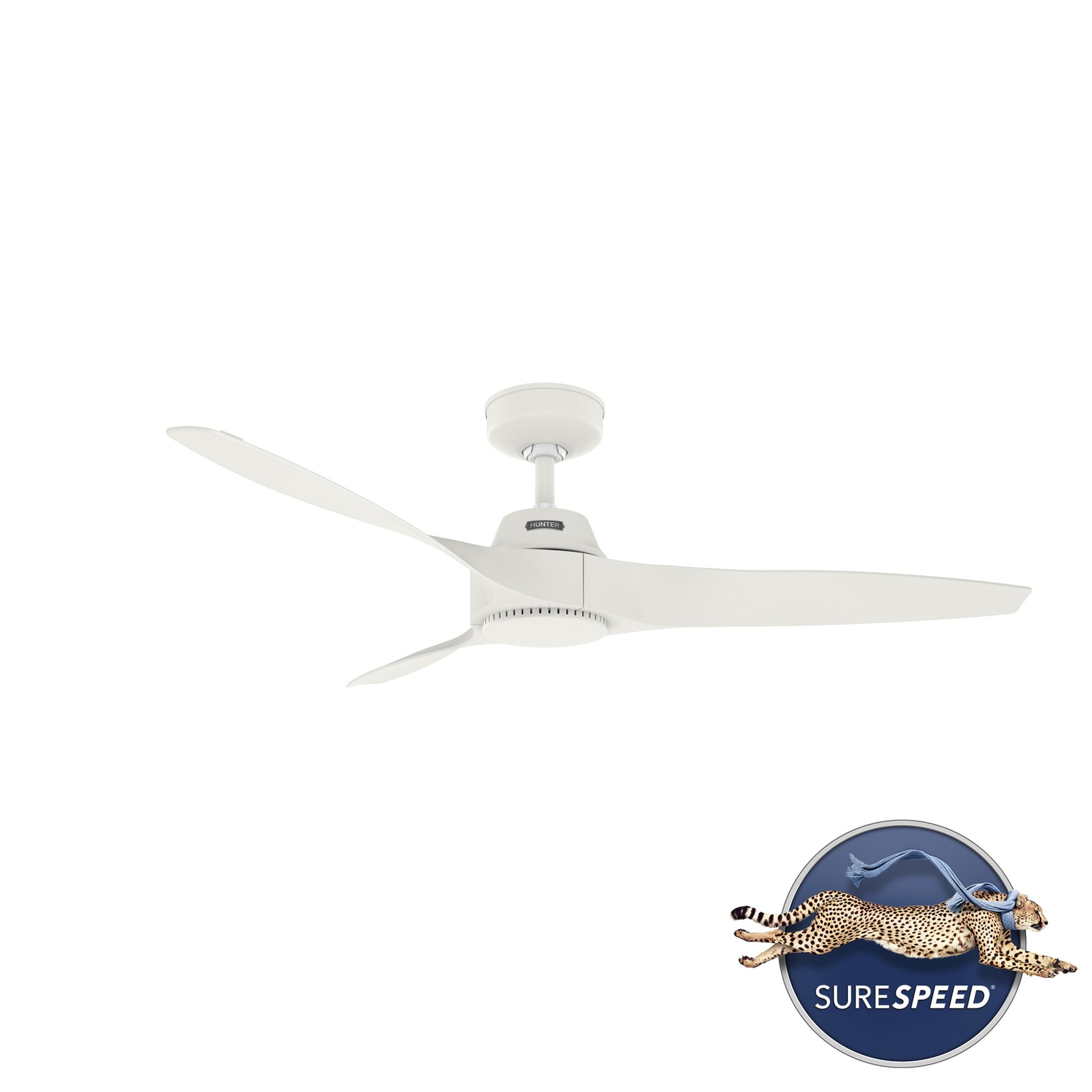 Hunter Mosley SureSpeed 52-in Outdoor Fresh White with Fresh White Blades Propeller Ceiling Fan Without Light ( 3 -Blade )