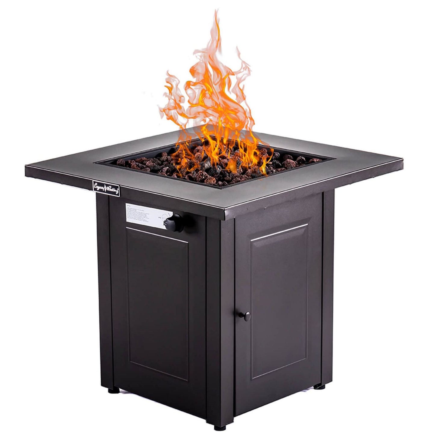 Miki Shinly 28-in W Brown Steel Square Natural gas Fire pit