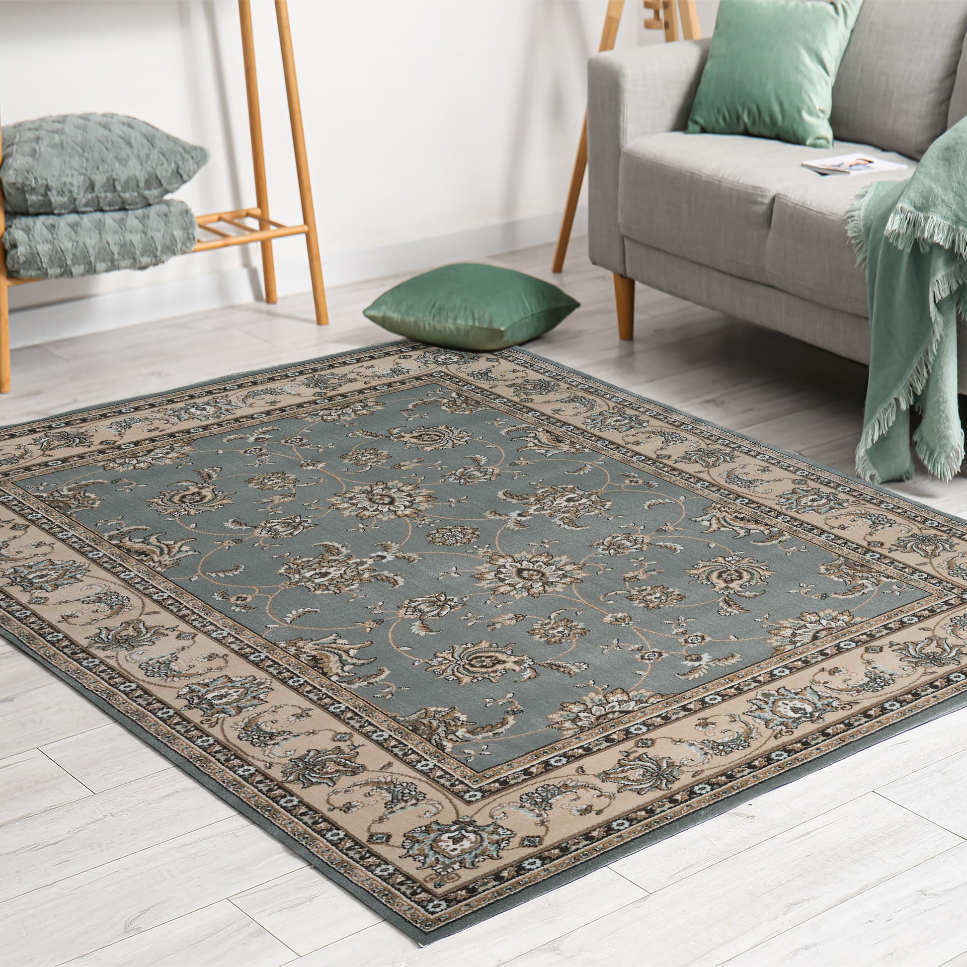 Radici USA Pisa 8 x 10 (ft) Gray Rectangular Indoor Floral/Botanical Oriental Area rug