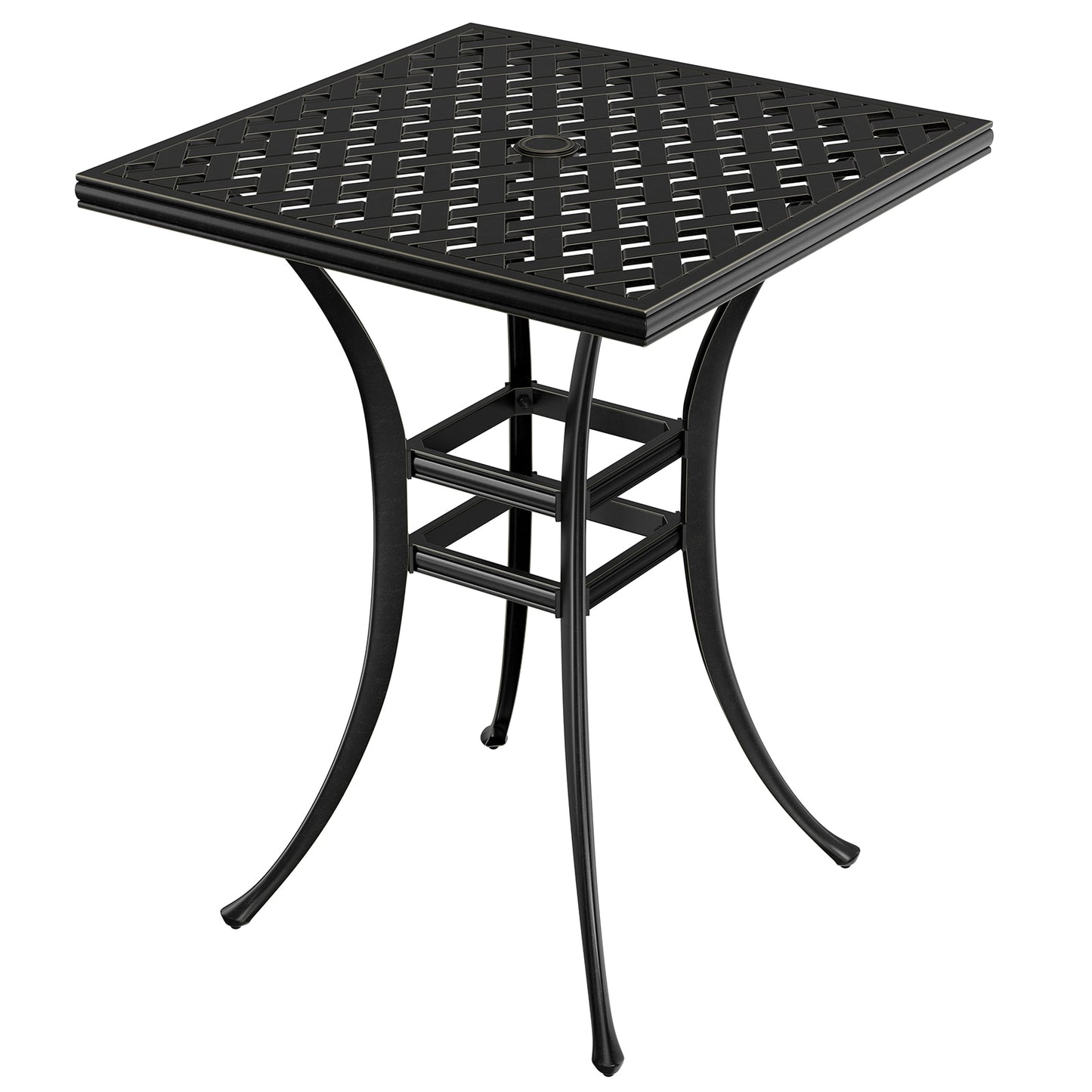 Mondawe Cast Aluminum Square Outdoor Bar height Table 29-in W x 29-in L with Umbrella Hole