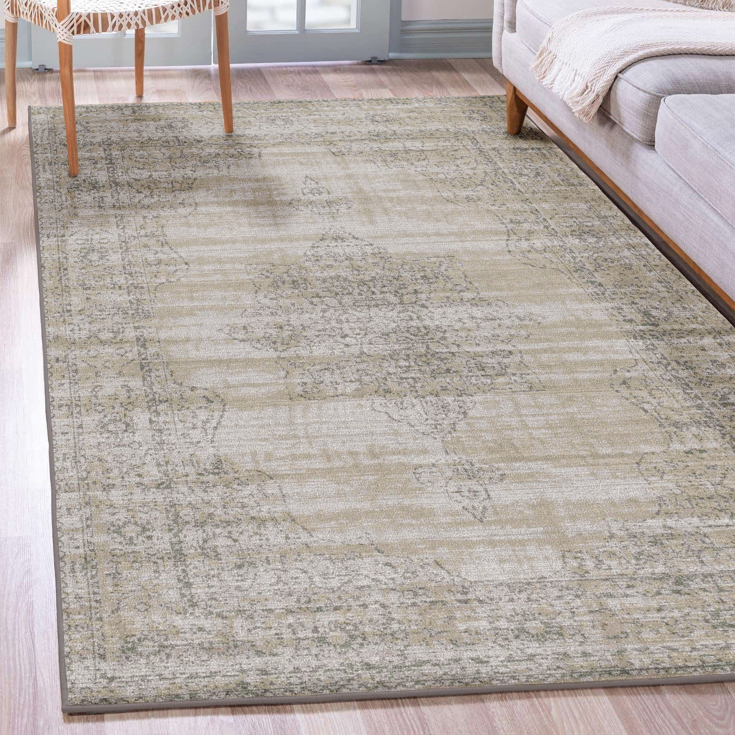 Radici USA Colosseo 8 x 10 (ft) Beige Rectangular Indoor Distressed/Overdyed Vintage Area rug