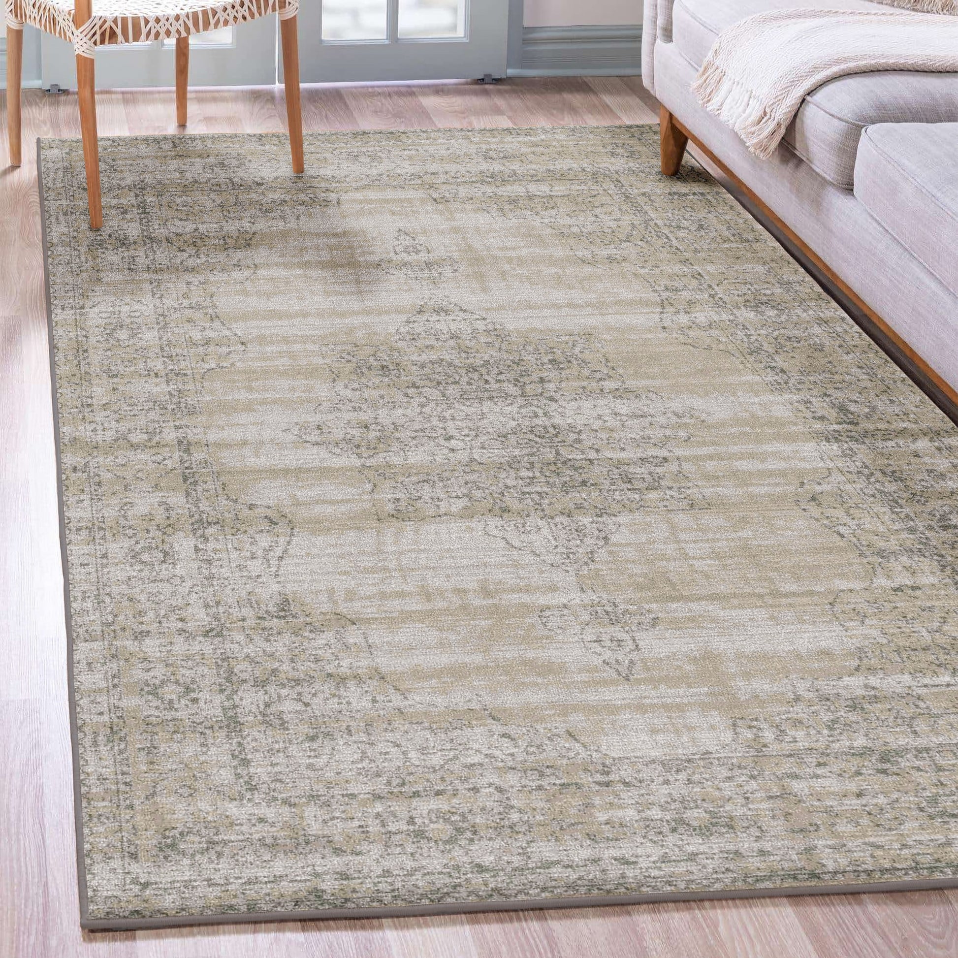 Radici USA Colosseo 8 x 10 (ft) Beige Rectangular Indoor Distressed/Overdyed Vintage Area rug