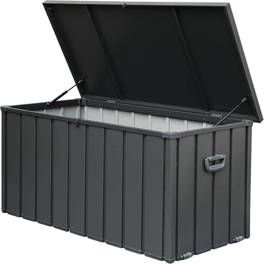 LIVIZA Lockable Storage Bin 150-Gallon Dark Gray Metal Deck Box