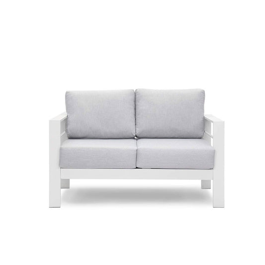 AHIOU HOME Holland Outdoor Loveseat with Gray Cushions and Aluminum Frame