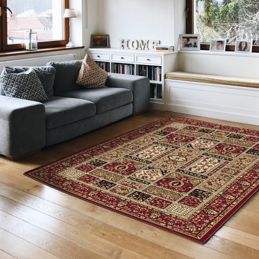 Radici USA Como 8 x 11 (ft) Red Rectangular Indoor Floral/Botanical Oriental Area rug