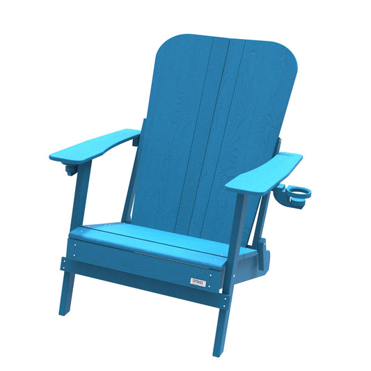 Direct Wicker Logan Stackable Blue HDPE Frame Stationary Adirondack Chair with Slat Seat
