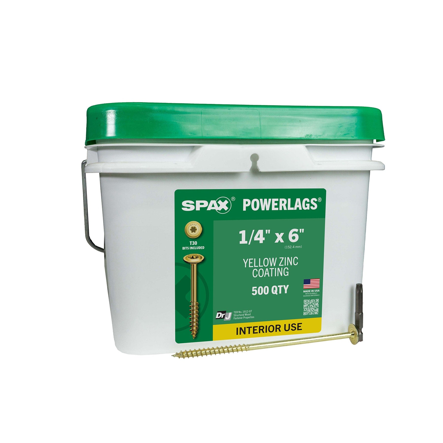 SPAX 1/4-in x 6-in Yellow/Gold Zinc-Plated Washer-Head Interior Structural Wood Screws (500-Pack) 3581020701520