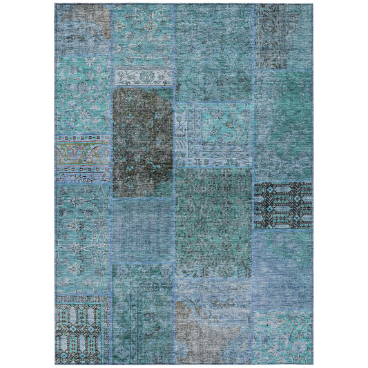 Addison Rugs Chantille ACN669TE 8 x 10 (ft) Teal Rectangular Indoor/Outdoor Geometric Machine washable Area rug