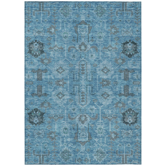 Addison Rugs Chantille ACN697BU 10 x 14 (ft) Blue Rectangular Indoor/Outdoor Geometric Machine washable Area rug