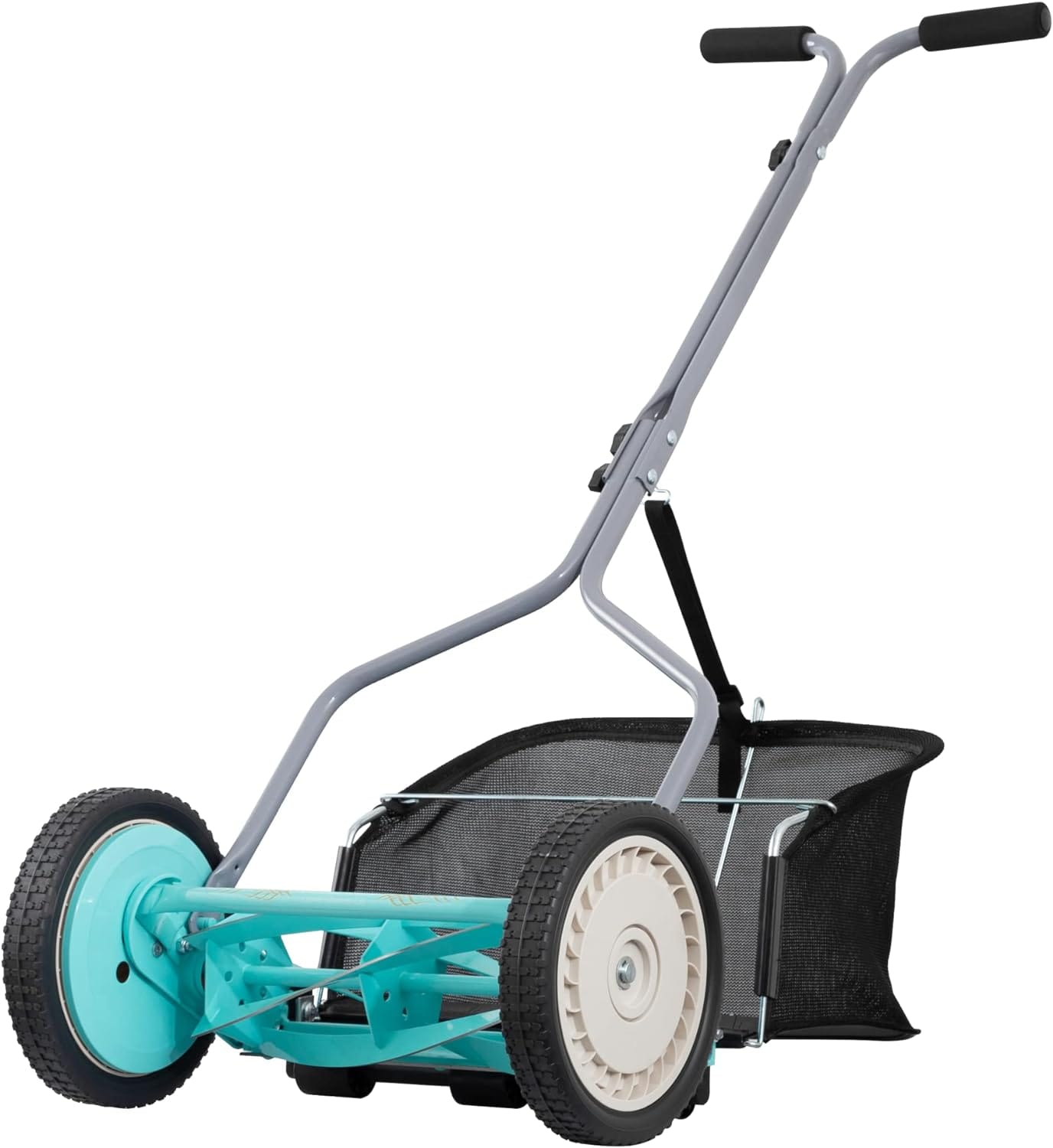 American Lawn Mower 14-Inch Reel Lawn Mower with Bagger, 5-Blade Manual Grass Cutter, Adjustable Cutting Height, Durable Wheels, Steel Deck 1304-14GC