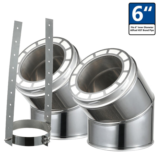 AllFuel HST 6-in x 6-in Insulated Double Wall Stainless Steel Chimney Pipe HST6-EL30