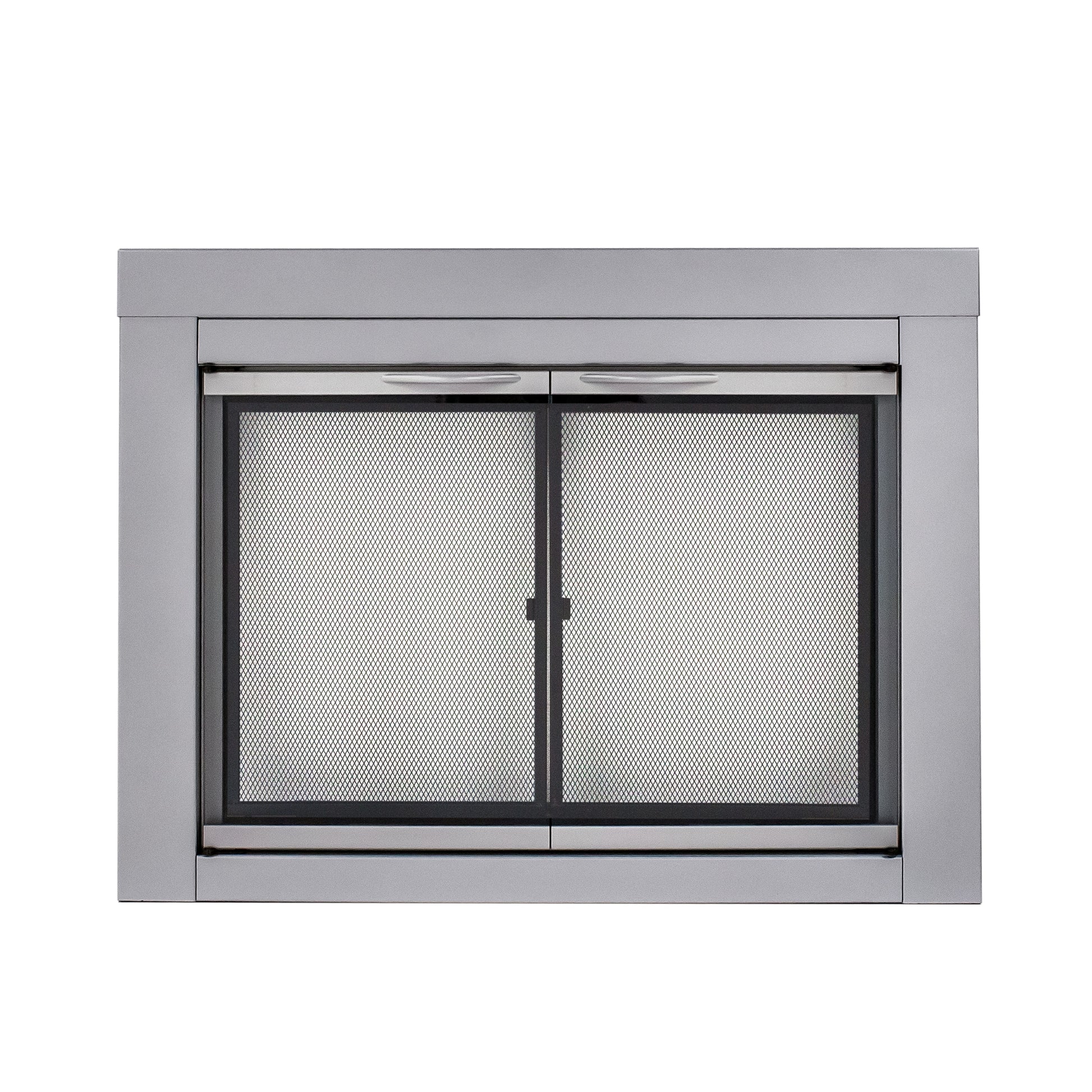 Pleasant Hearth Alpine Skyline Nickel Medium Cabinet-style Fireplace Doors with Clear Tempered Glass AN-1011SN