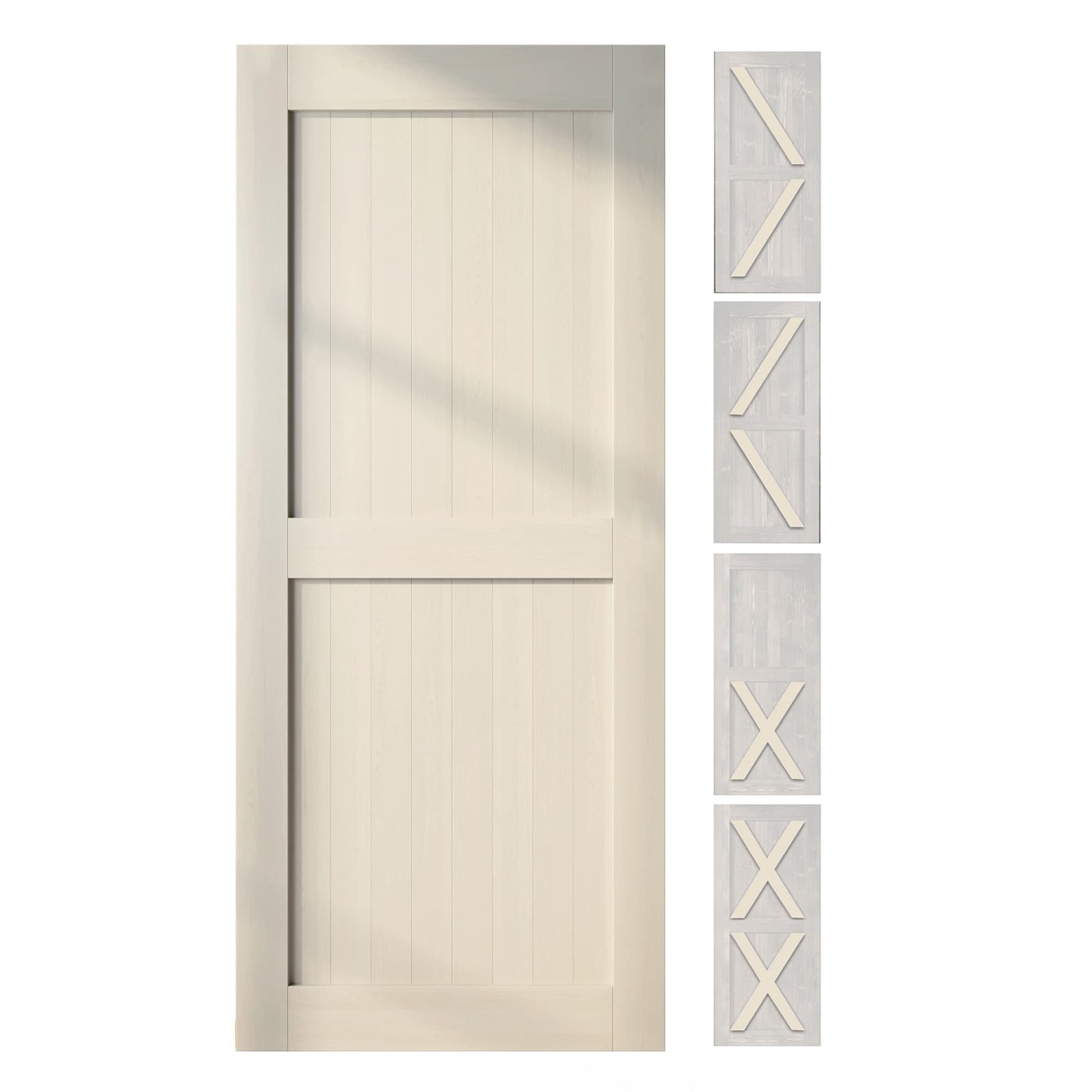 HOMACER 46-in x 80-in Tinsmith Gray Pine Wood Solid core Single Barn Door (Hardware Not Included)