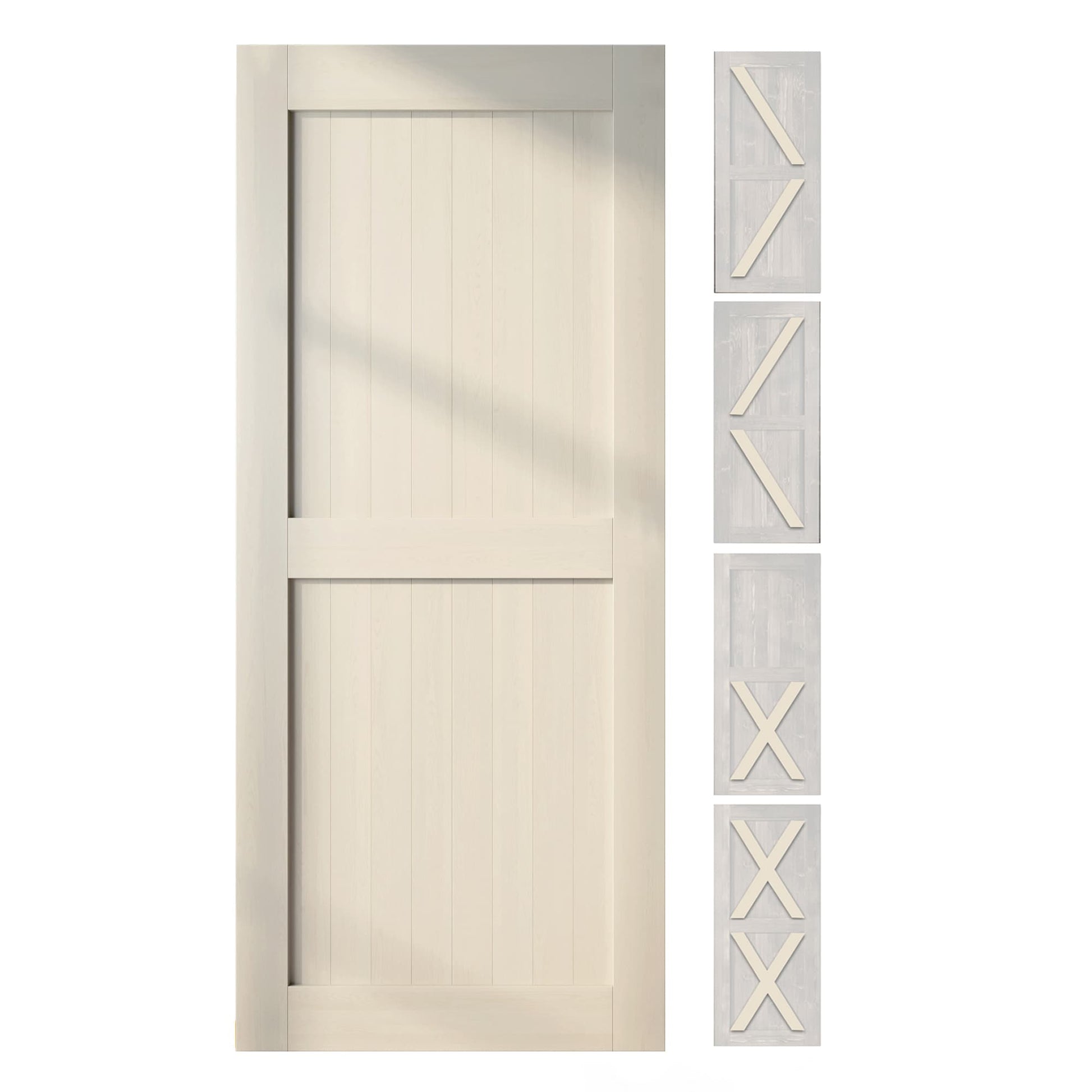 HOMACER 46-in x 80-in Tinsmith Gray Pine Wood Solid core Single Barn Door (Hardware Not Included)
