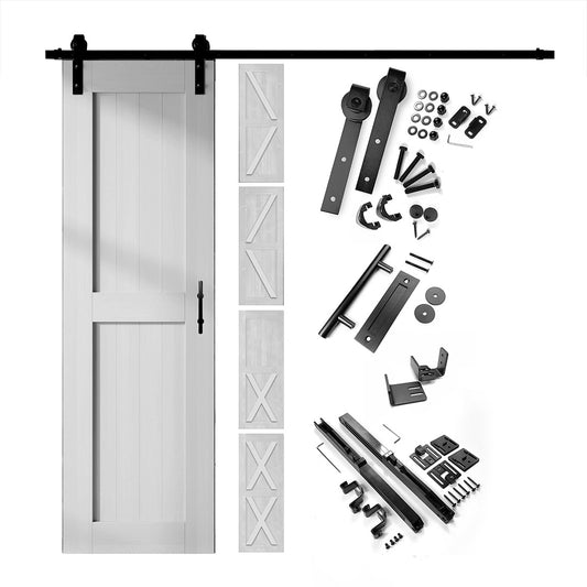 HOMACER 22-in x 80-in White Pine Wood Solid core Single Barn Door (Hardware Included)