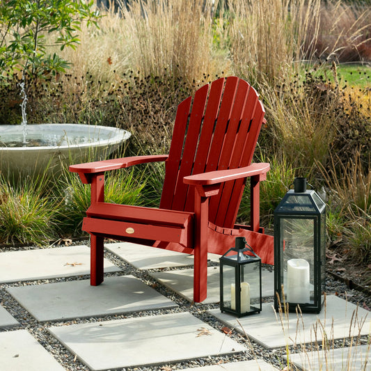highwood Hamilton Rustic Red Poly-lumber Frame Stationary Adirondack Chair with Slat Seat