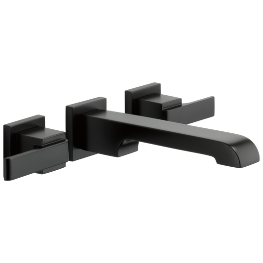 Delta Ara Matte Black Wall-mount 2-handle WaterSense Low-arc Residential Handle Bathroom Sink Faucet