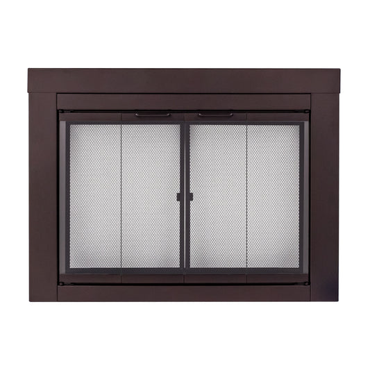 Pleasant Hearth Ascot Oil Rubbed Bronze Small Bifold Fireplace Doors with Clear Tempered Glass AT-1000OR