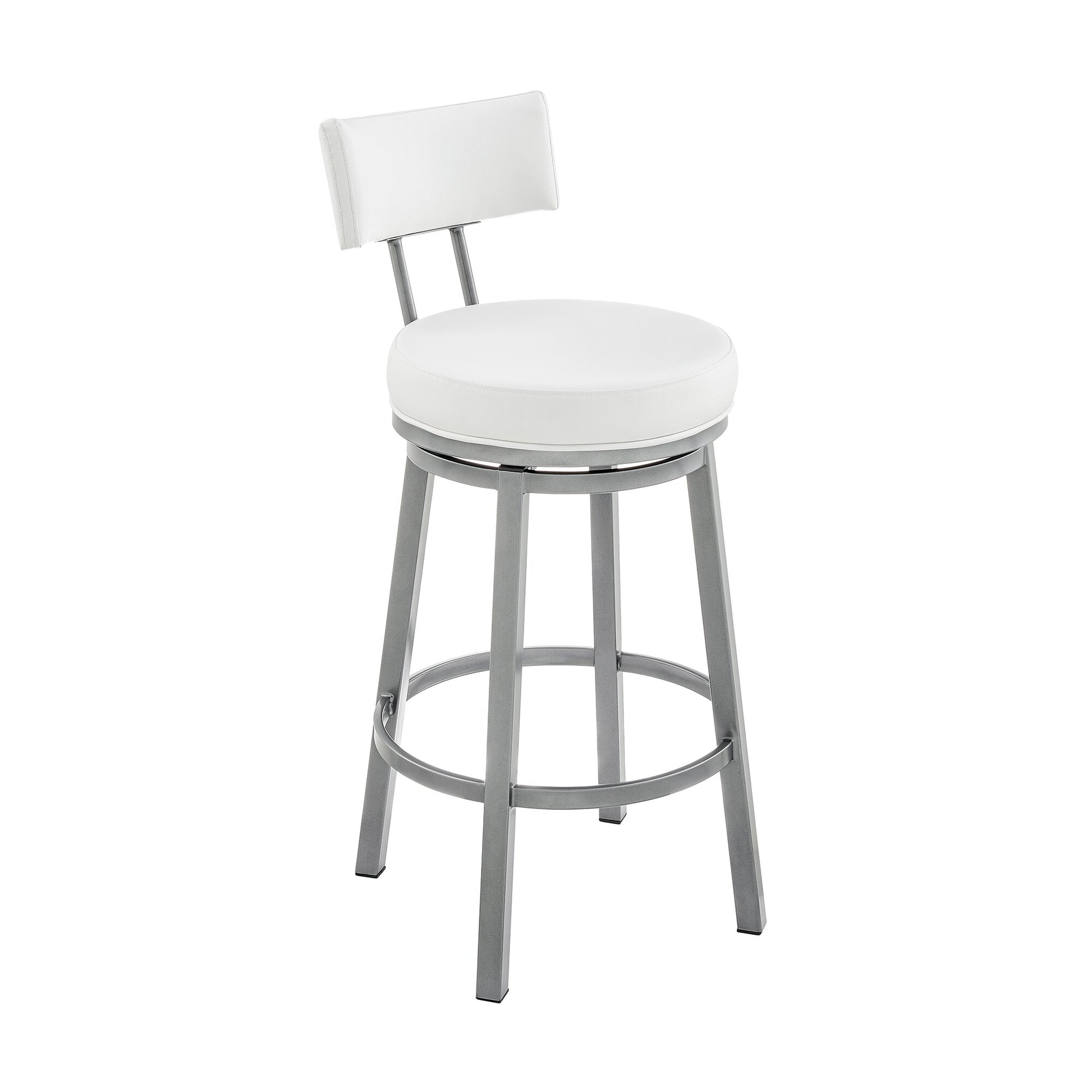 Armen Living Cloud Finish 30.0-Inches H Bar height Bucket seat Upholstered Swivel Metal Bar Stool and Back