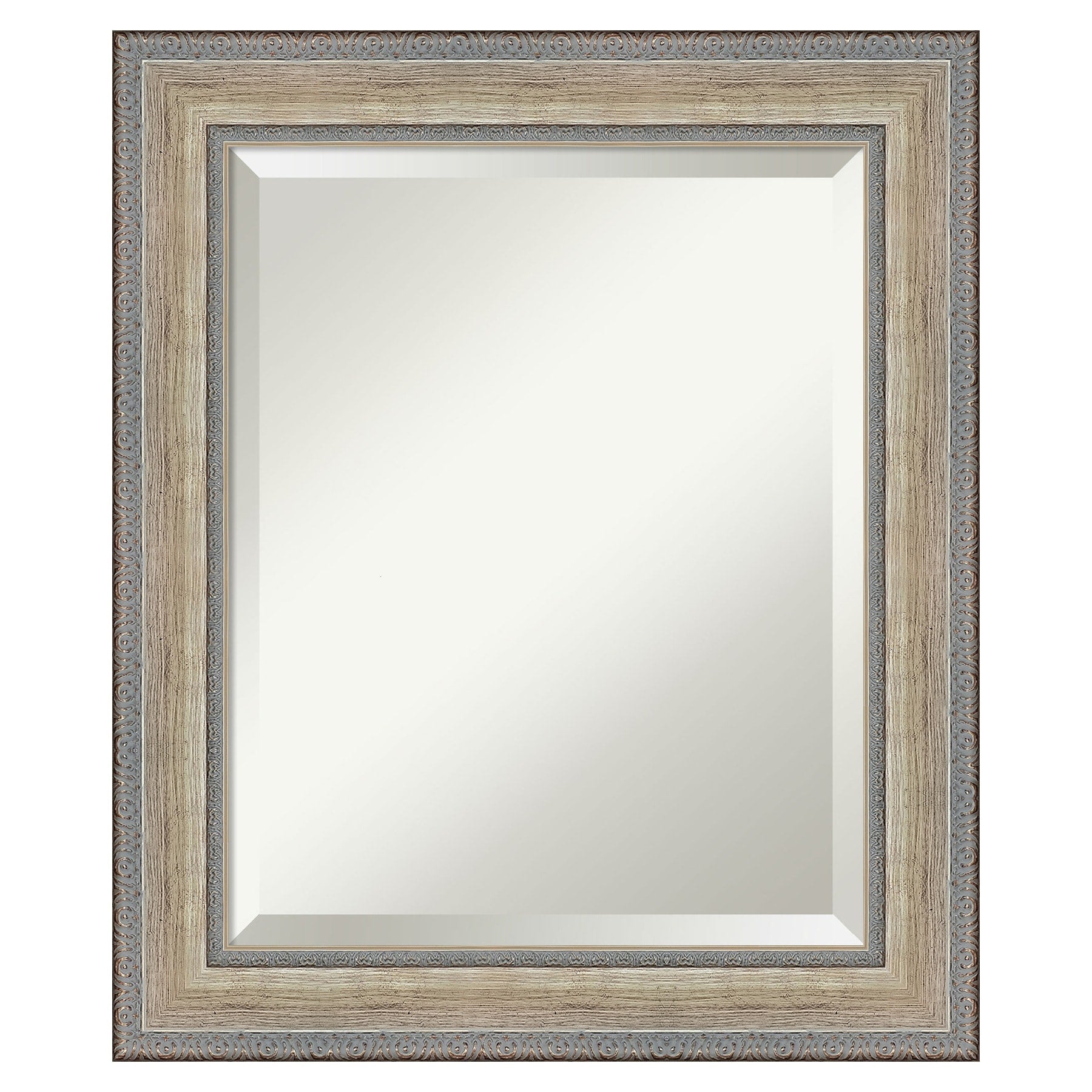 Amanti Art Fleur Silver Frame 21.25-Inches W x 25.25-Inches H Rectangle Salon Scoop Silver Framed Vanity Mirror