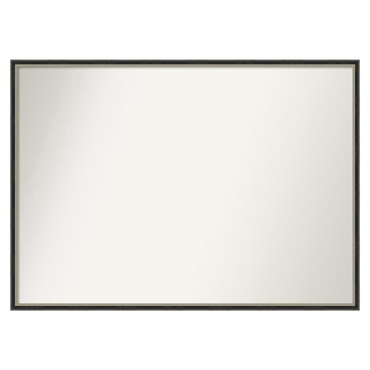 Amanti Art Theo Black Silver Narrow Frame 39.25-Inches W x 28.25-Inches H Rectangle Salon Scoop Silver Framed Wall Mirror