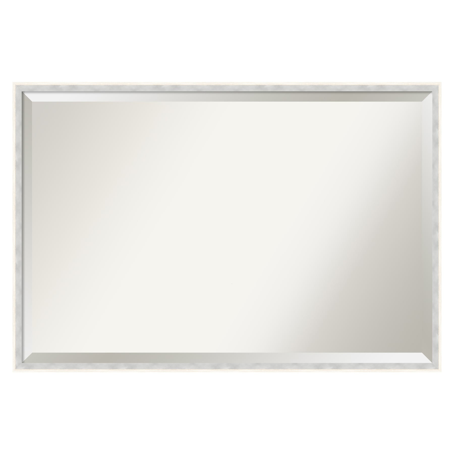 Amanti Art Paige White Silver Frame 37-Inches W x 25-Inches H Rectangle Salon Scoop Silver Framed Vanity Mirror