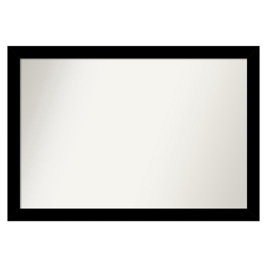 Amanti Art Basic Black Narrow Frame 39.25-Inches W x 27.25-Inches H Rectangle Salon Scoop Silver Framed Wall Mirror