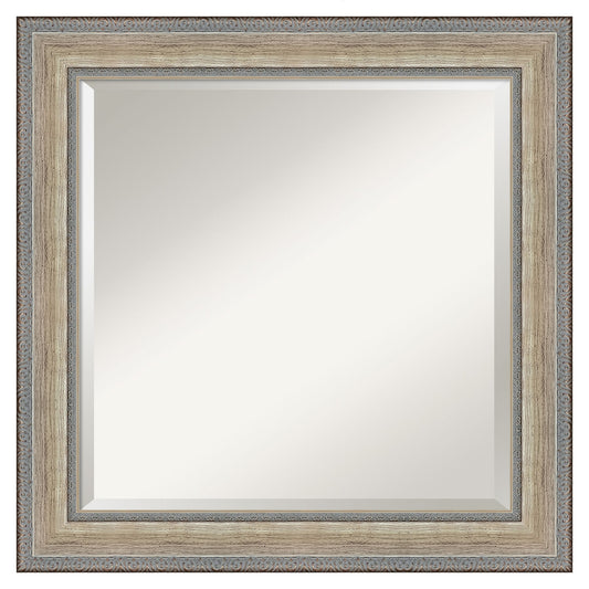 Amanti Art Fleur Silver Frame 25.25-Inches W x 25.25-Inches H Square Fleur Champagne Silver Framed Wall Mirror